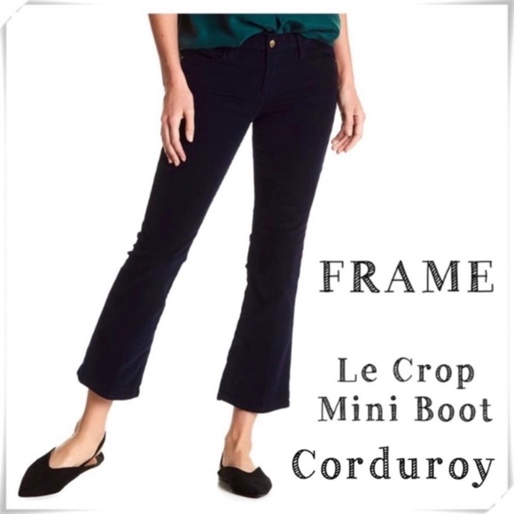 Frame Denim Corduroy Le Crop Mini Boot Pants Navy Blue - Picture 1 of 9